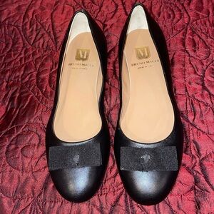 Bruno Magli Black Leather Bow Ballet Flat Women’s SZ 38 1/2